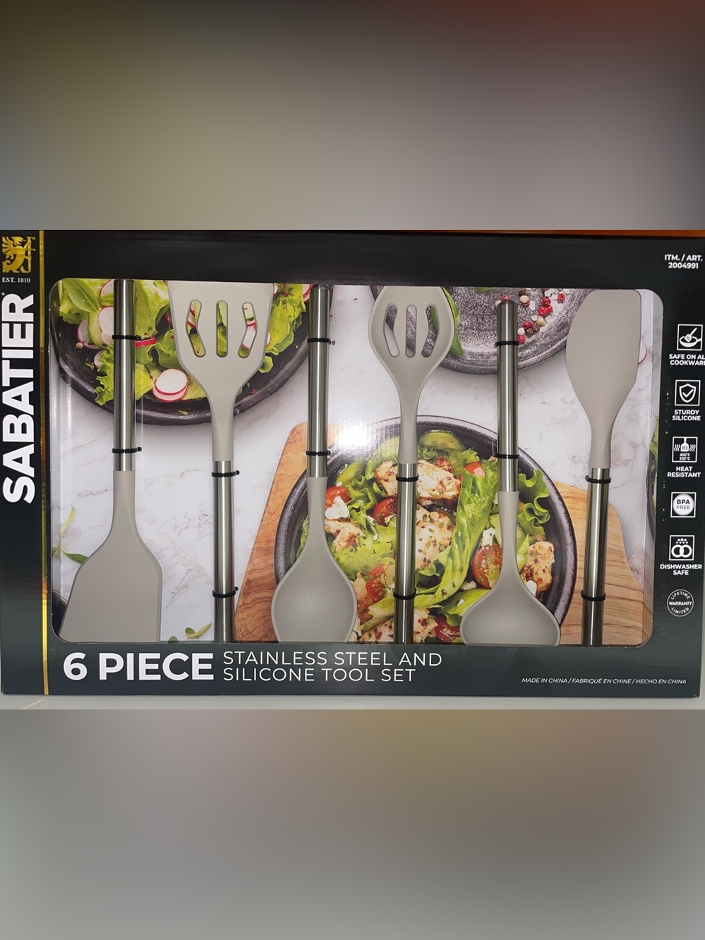 Sabatier Stainless Steel and Silicone 6-Piece Kitchen Tool Set - Gray